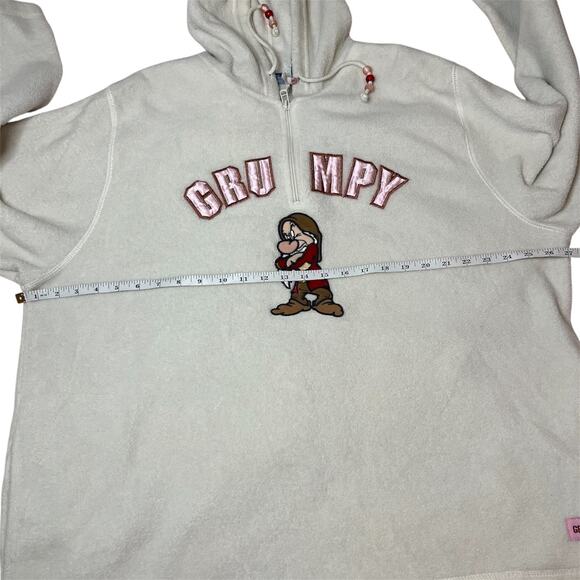 Disney Grumpy Sherpa Fleece Hoodie Sweatshirt Sz XL White Pink Beads Snow White - Picture 10 of 10
